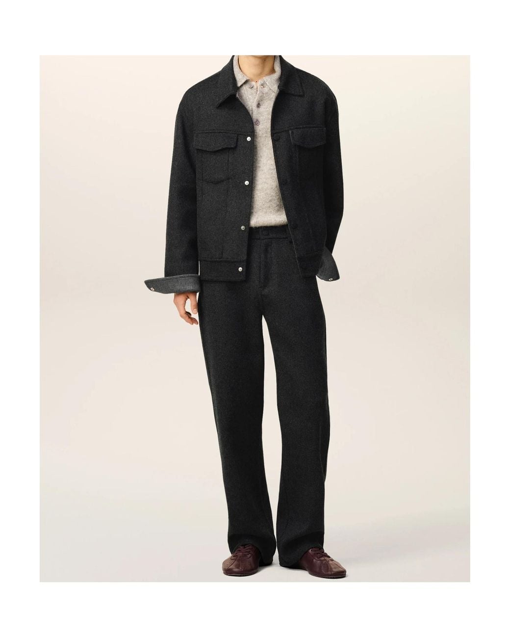 AMI Black Snap Buttoned Trucker Jacket for men