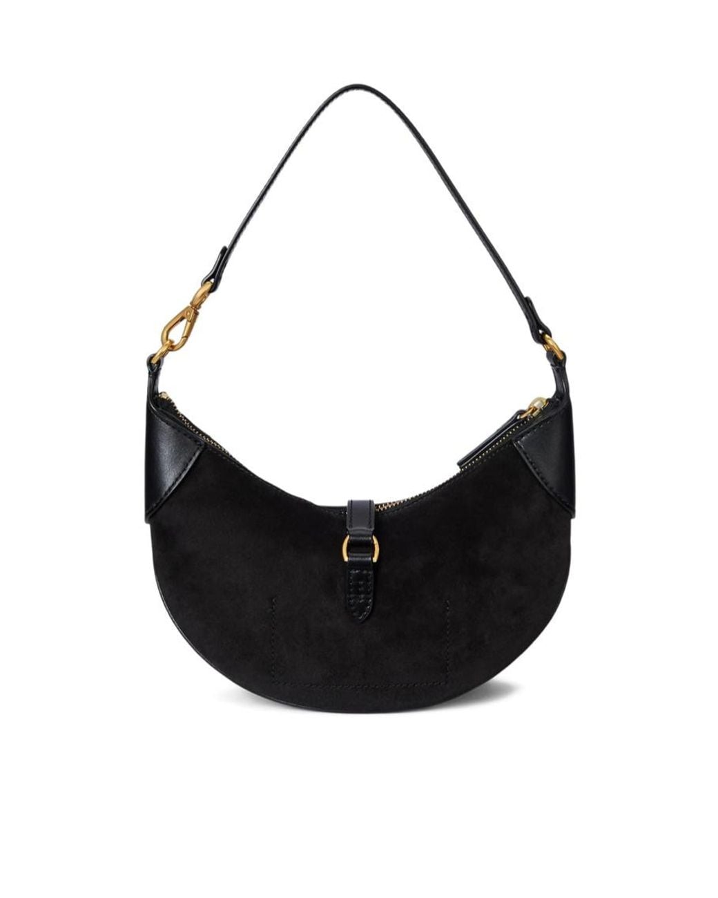 Ralph Lauren Black Polo Half-Moon Shoulder Bag