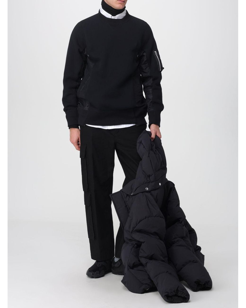 Sacai Black Long-Sleeved Down Jacket for men