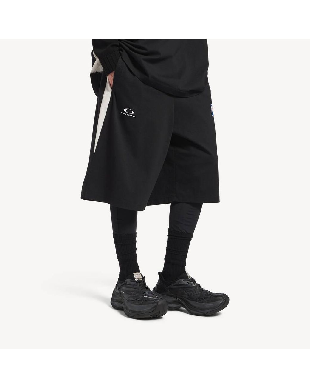 Balenciaga Black Nba Logo Basketball Shorts for men