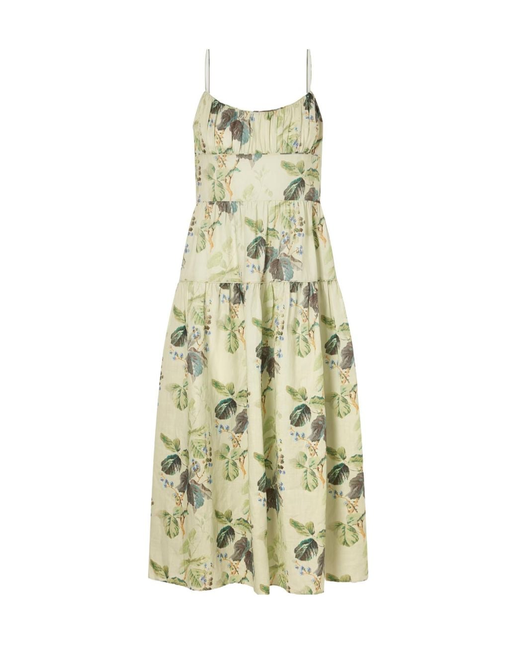 Doen White Benoit Multi-Layered Pleated Print Dress