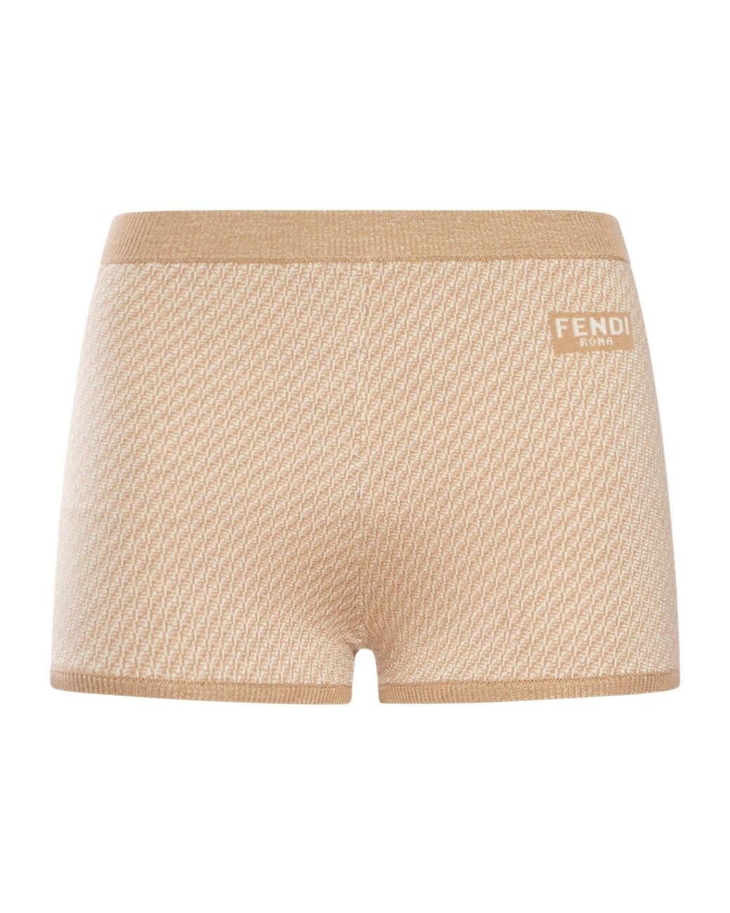 Fendi Natural Ff Wool And Silk Shorts