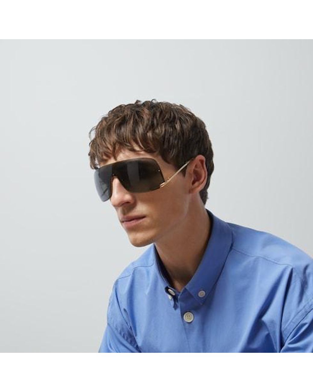 Gucci Gray Eyewear Shield Frame Sunglasses for men