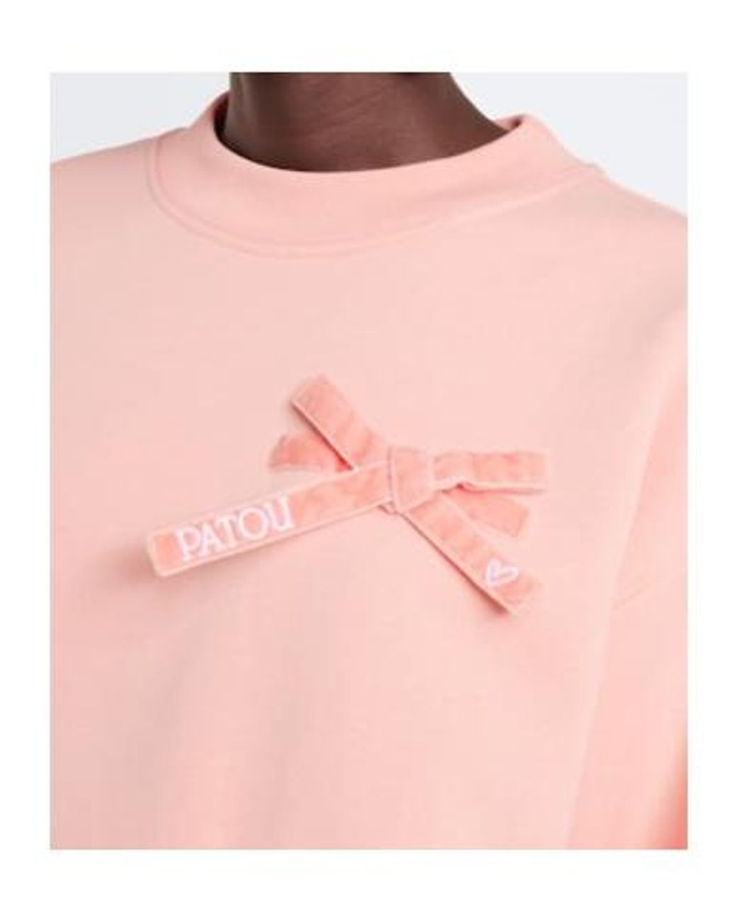 Patou Pink Bow-Detail Cotton Jersey Sweatshirt