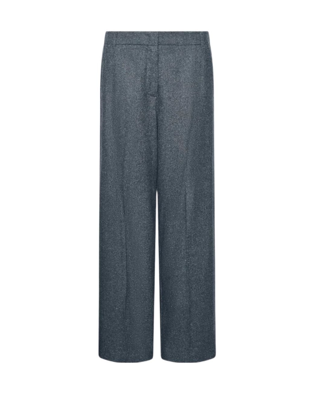 Marella Gray Wool And Silk Tweed Trousers