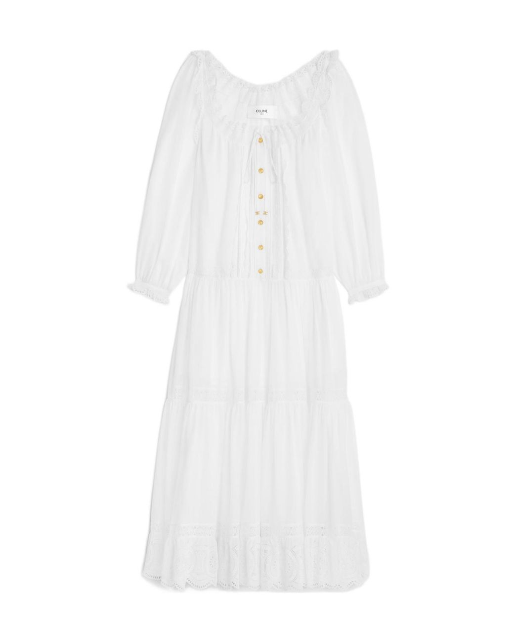 Céline White Embroidered Folk Dress