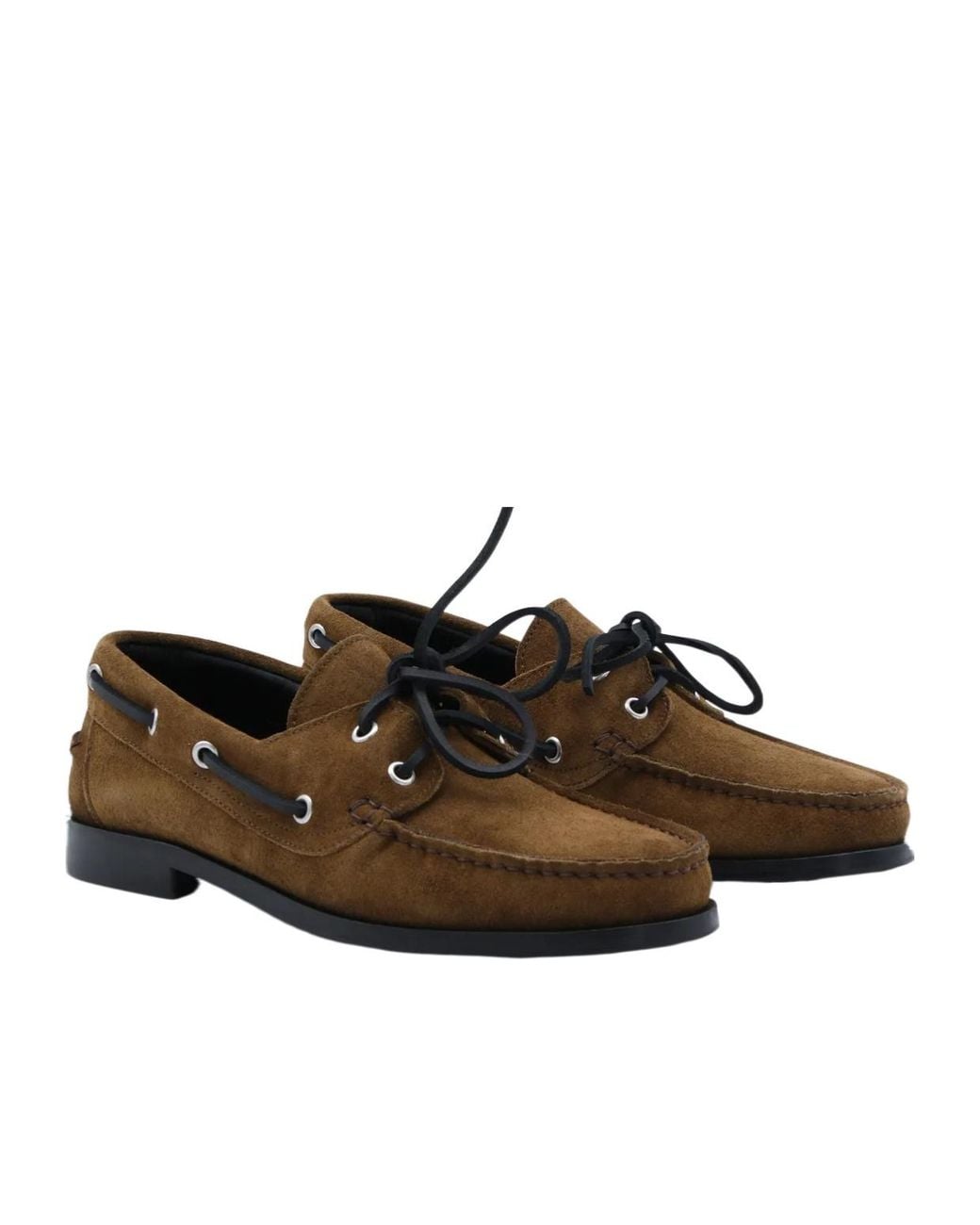 Aeyde Brown Suede Lace-Up Boat Shoes