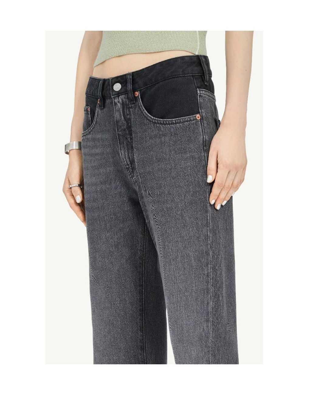 MM6 by Maison Margiela Gray Logo Patch Slim Cut Jeans