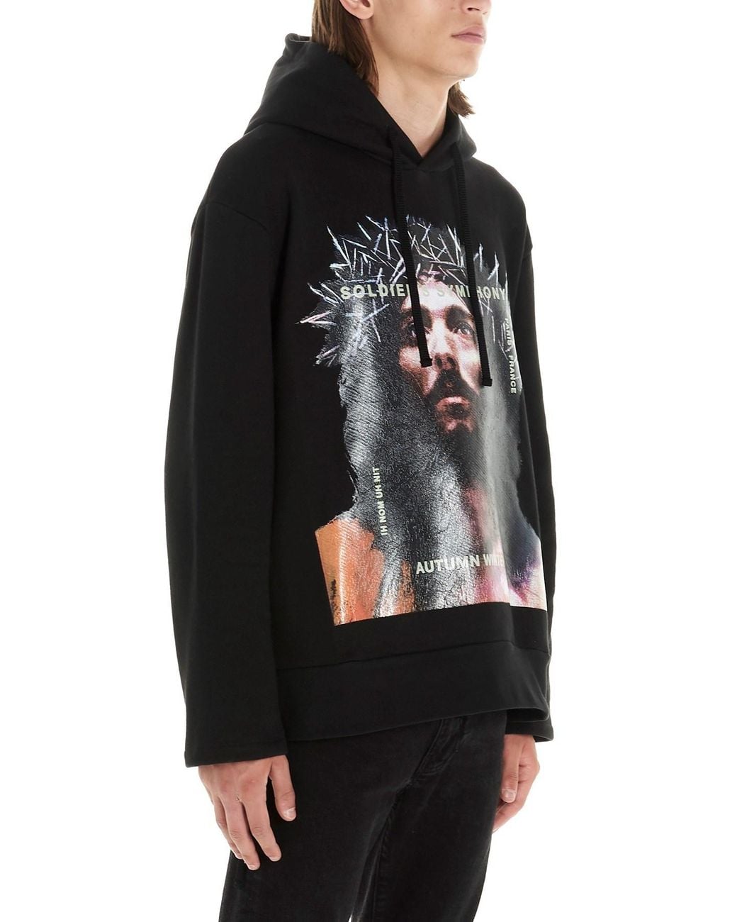 Ih Nom Uh Nit Black Graphic Logo Print Hoodie for men