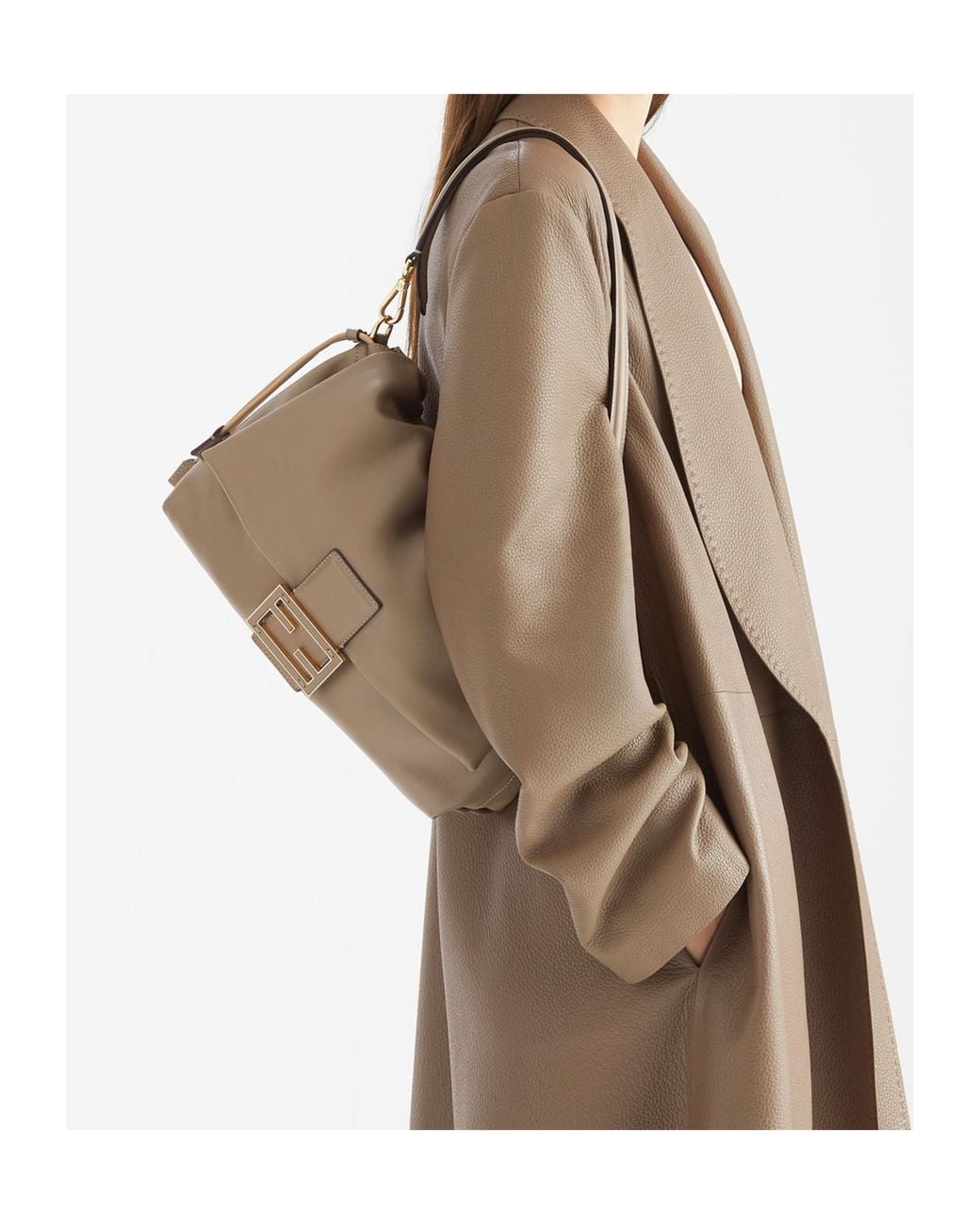 Fendi Natural Mamma Baguette Drawstring Shoulder Bag