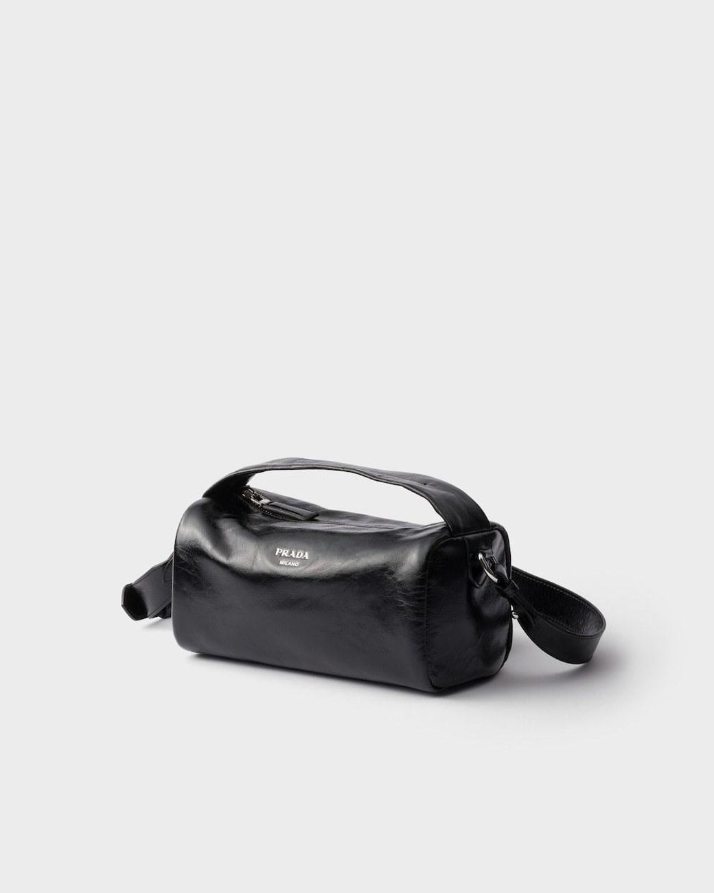 Prada Logo-Detailed Zip-Up Shoulder Bag in Black for Men | Lyst