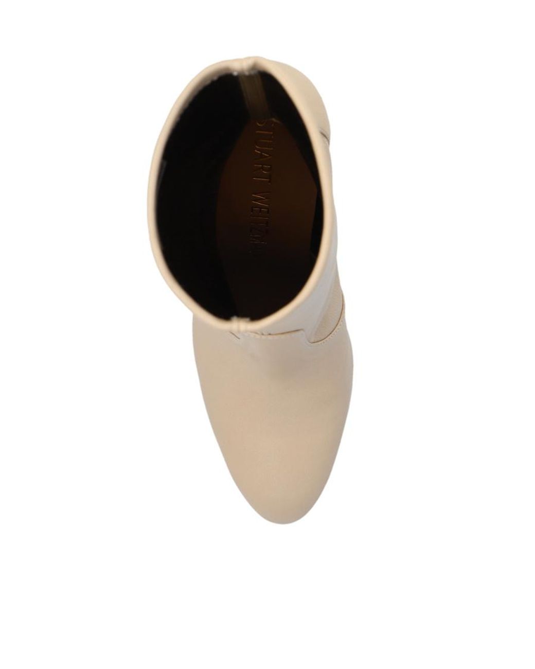 Stuart Weitzman White Luxecurve Almond-Toe Boots