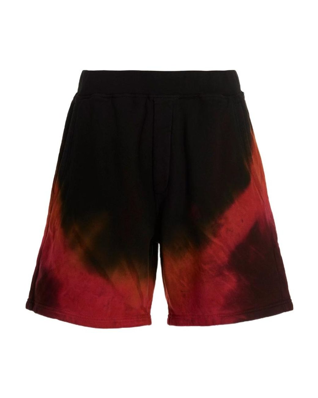 DSquared² Red Tie-Dyed Logo Printed Track Shorts for men