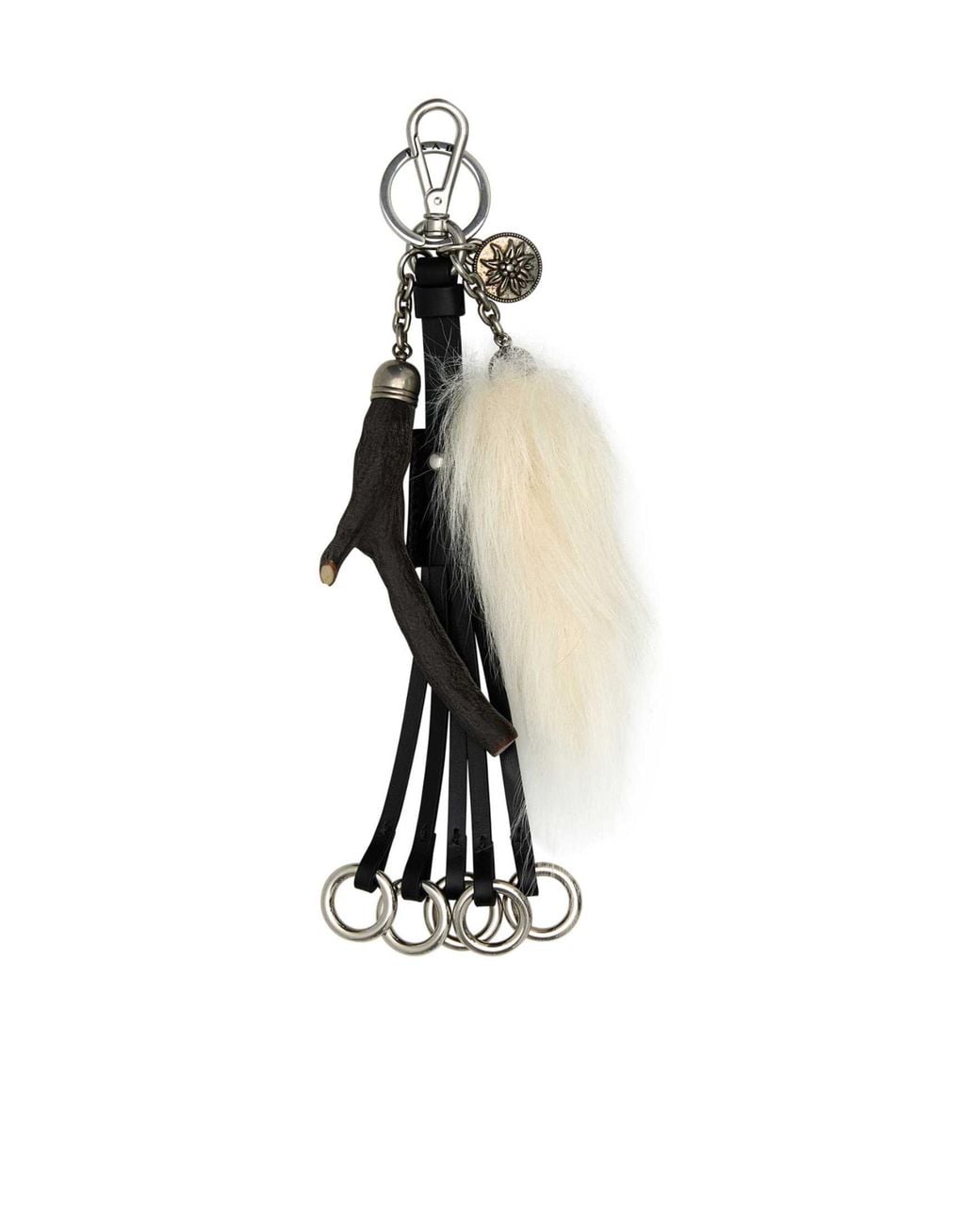 Prada White Logo-Engraved Keyring