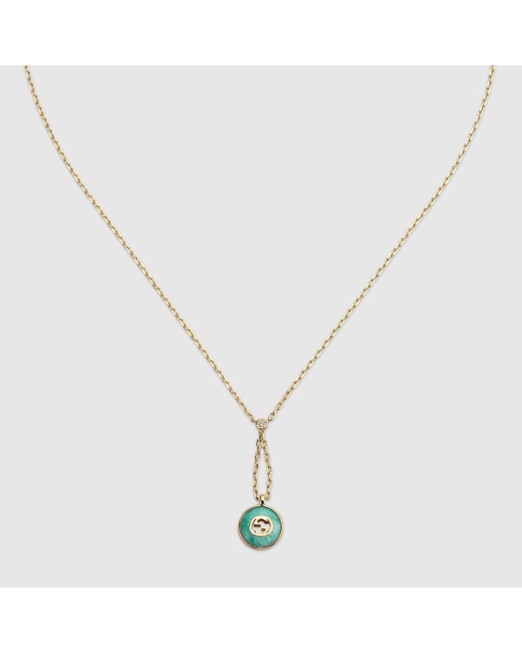 Gucci White Interlocking 18K Pendant Necklace