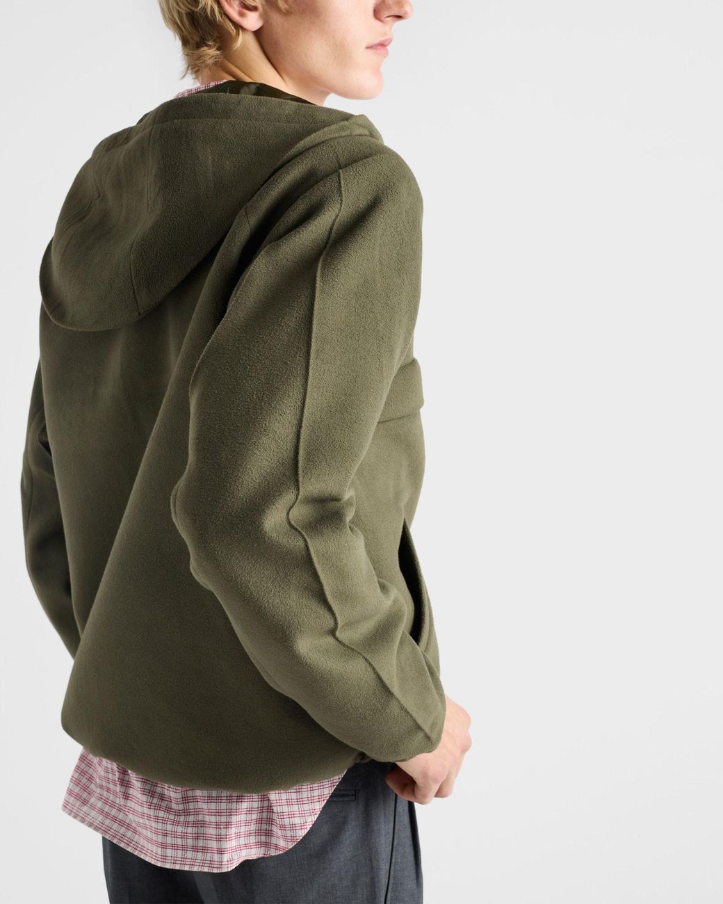 Prada Green Hooded Technical Fabric Blouson Jacket for men