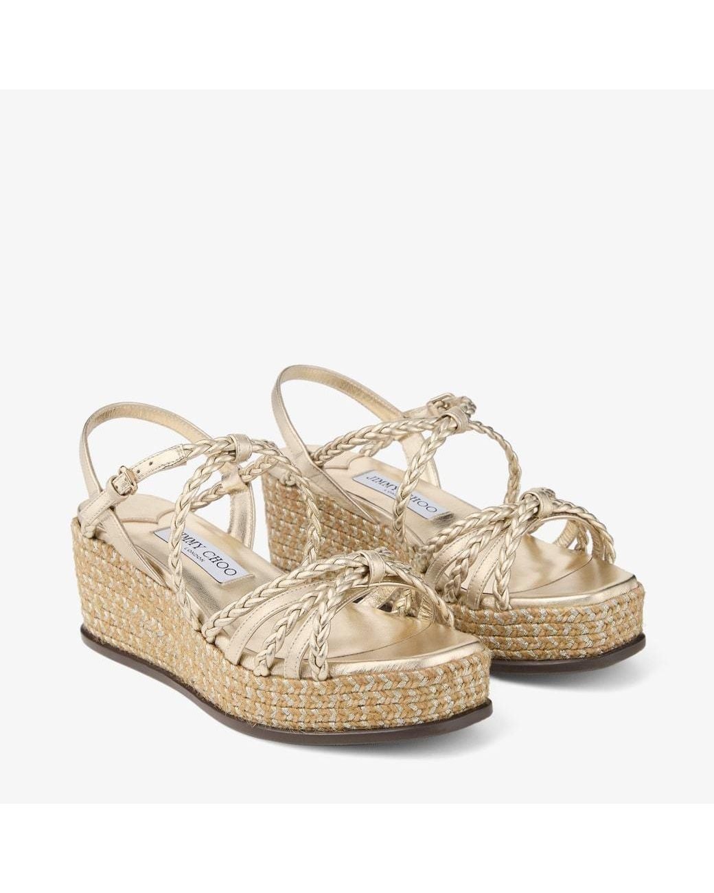 Jimmy Choo Natural Nyra 60 Wedge Sandals