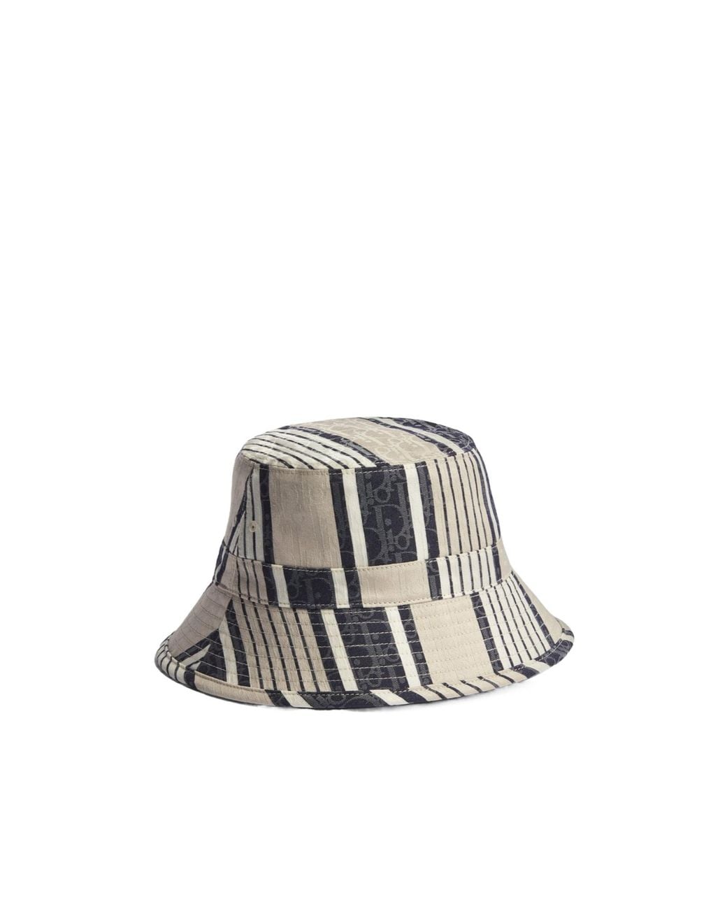 Dior White Iviera Oblique Sun Stripes Bucket Hat for men