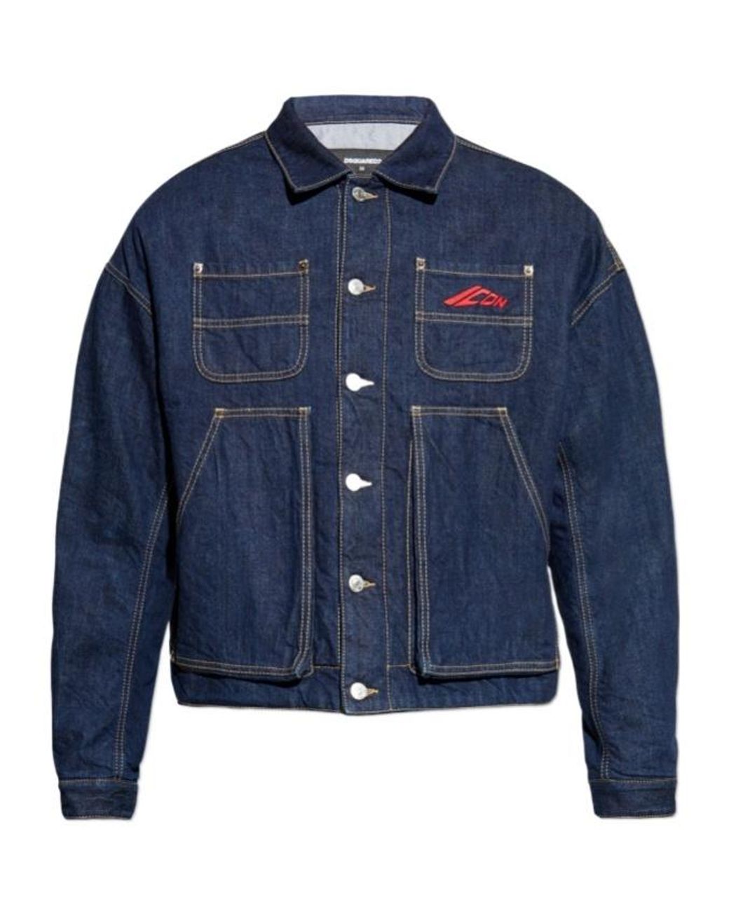 DSquared² Blue Icon Logo Embroidered Denim Jacket for men