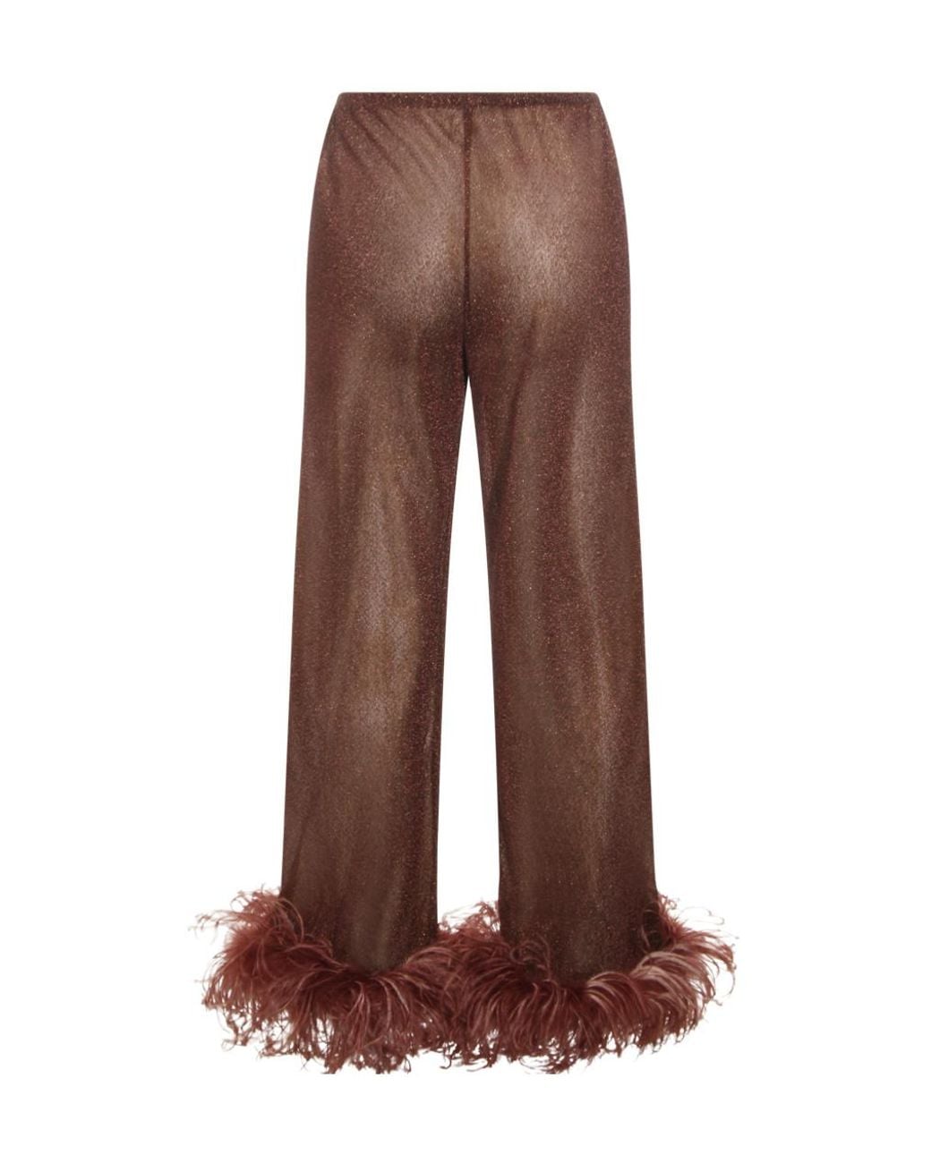 Oseree Brown Oséree Lurex Thread Trousers