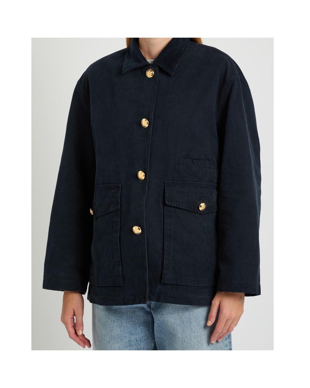 Nili Lotan Blue Button-Front Casual Jacket