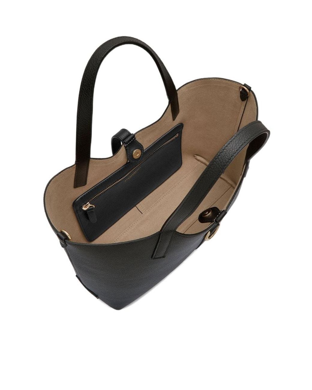 Strathberry Black Midi Kite Leather Bar-Detail Tote Bag