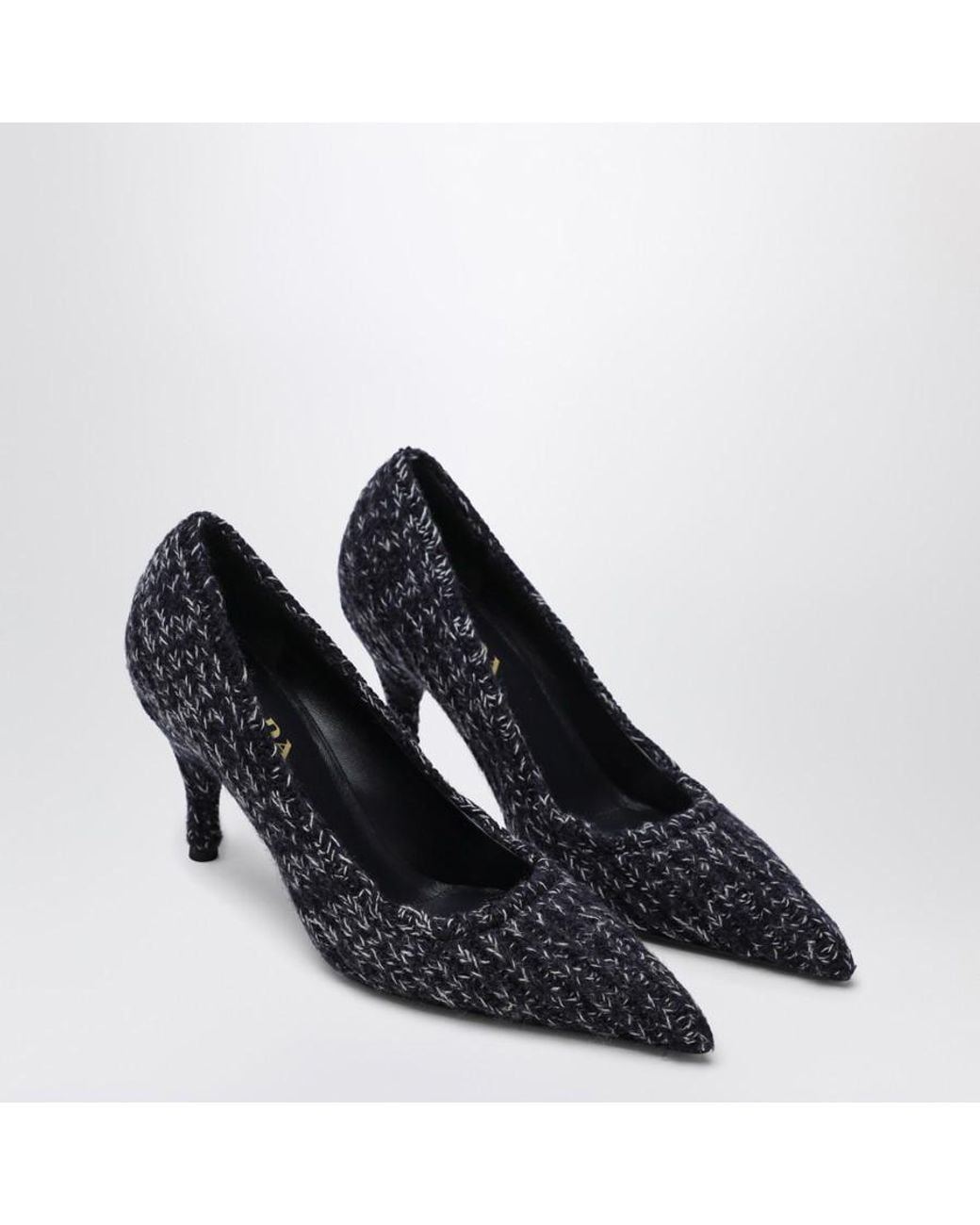 Prada Blue 85Mm Knitted Pumps