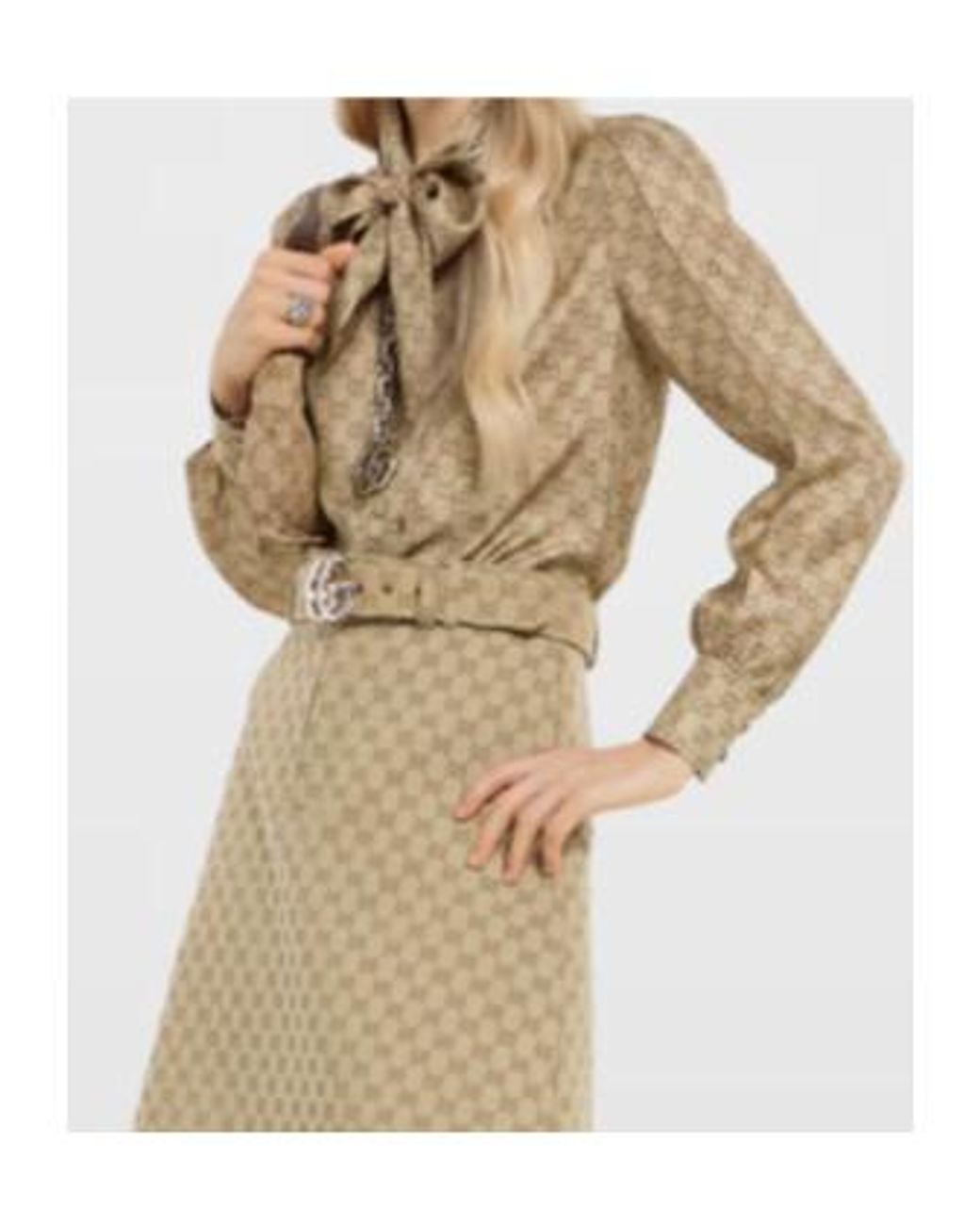Gucci Brown Printed Long-Sleeve Twill Shirt