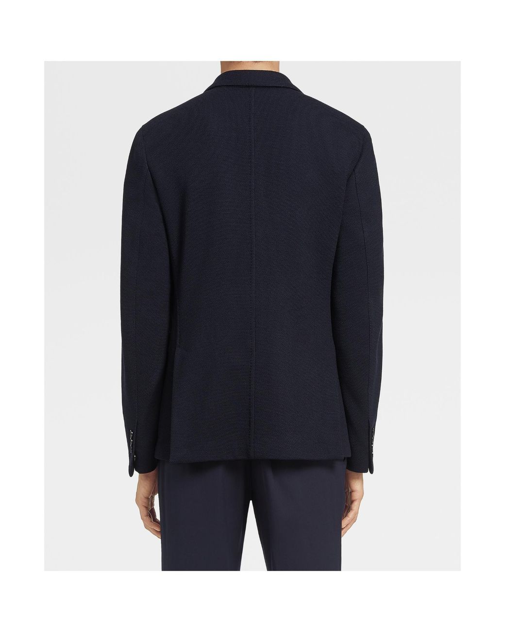 Zegna Blue Long-Sleeved Wool Suit Jacket for men