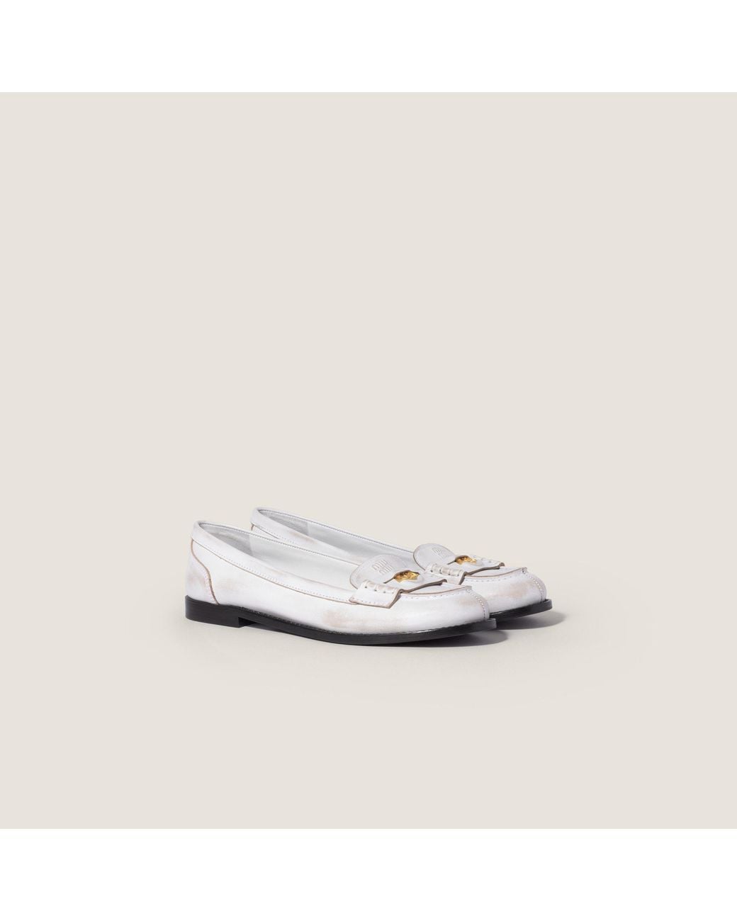 Miu Miu White Logo Loafers