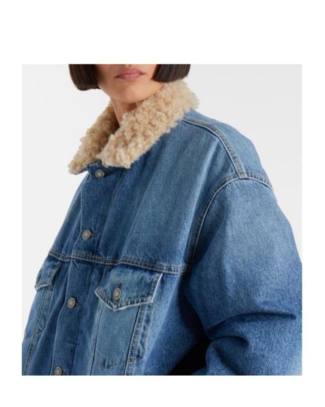 Acne Blue Teddy-Trimmed Denim Jacket
