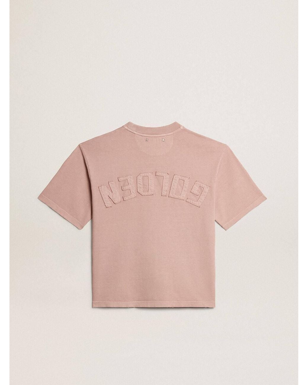 Golden Goose Deluxe Brand Pink Logo Detailed Crewneck T-Shirt