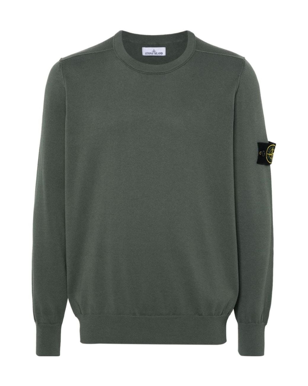 Stone Island Green Compass Patch Crewneck Jumper for men