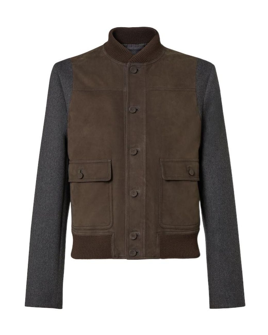 Fendi Green Panelled Buttned Bomber Jacket for men