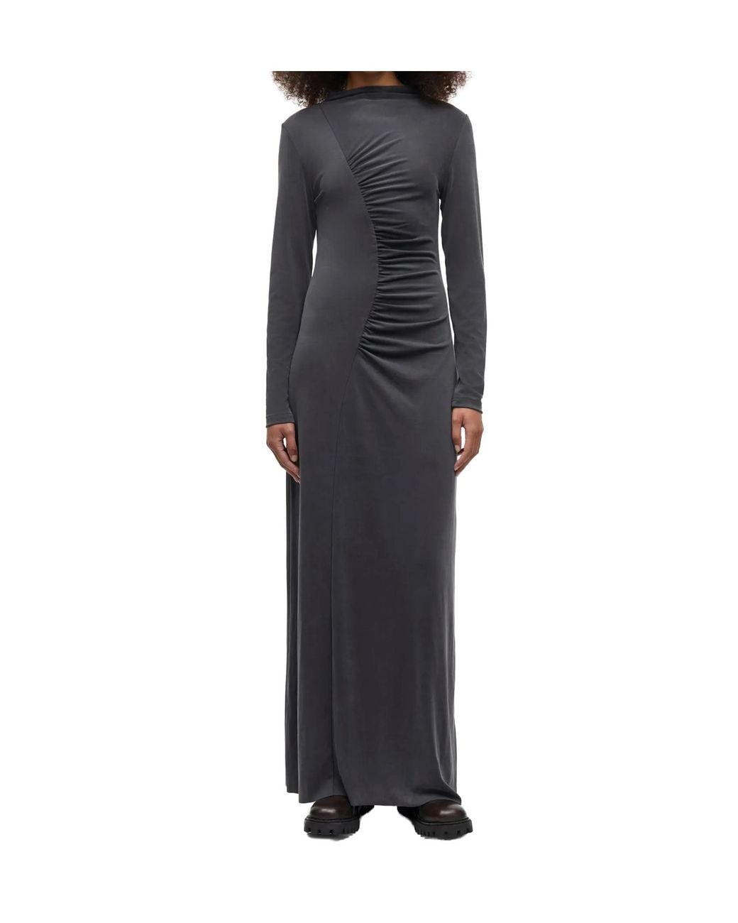 Samsøe & Samsøe Black Pleated Long-Sleeved Dress