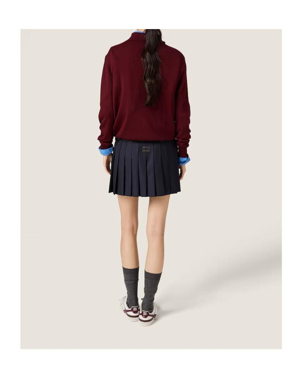 Miu Miu Blue Pleated Batavia Miniskirt