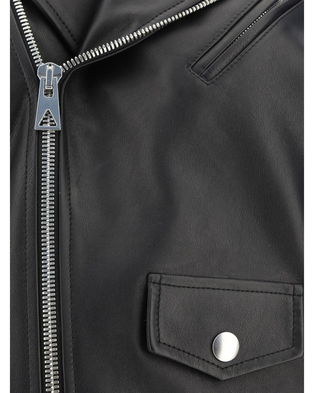 Bottega Veneta Black Logo Locomotive Leather Jacket