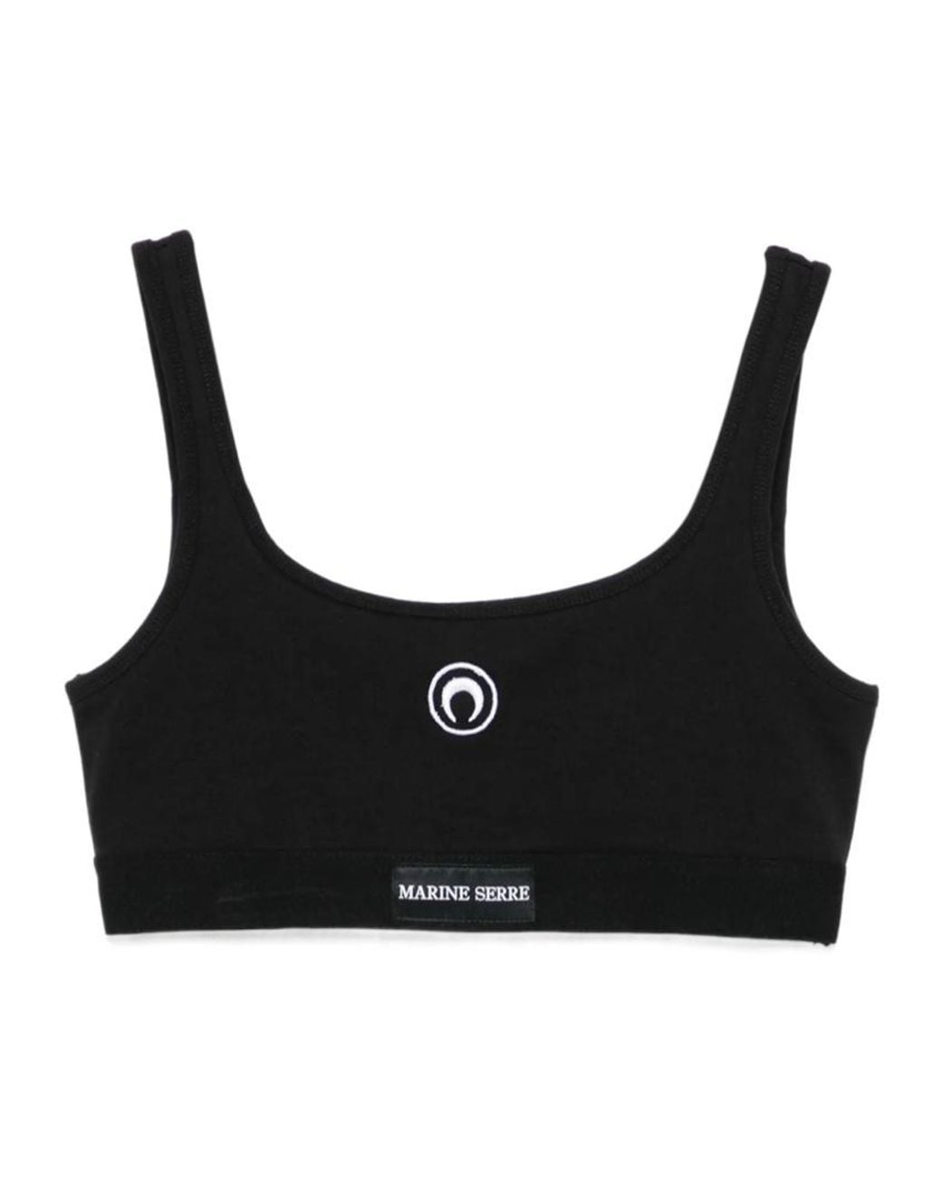 MARINE SERRE Black Moon Logo Stretched Jersey Sport Bra