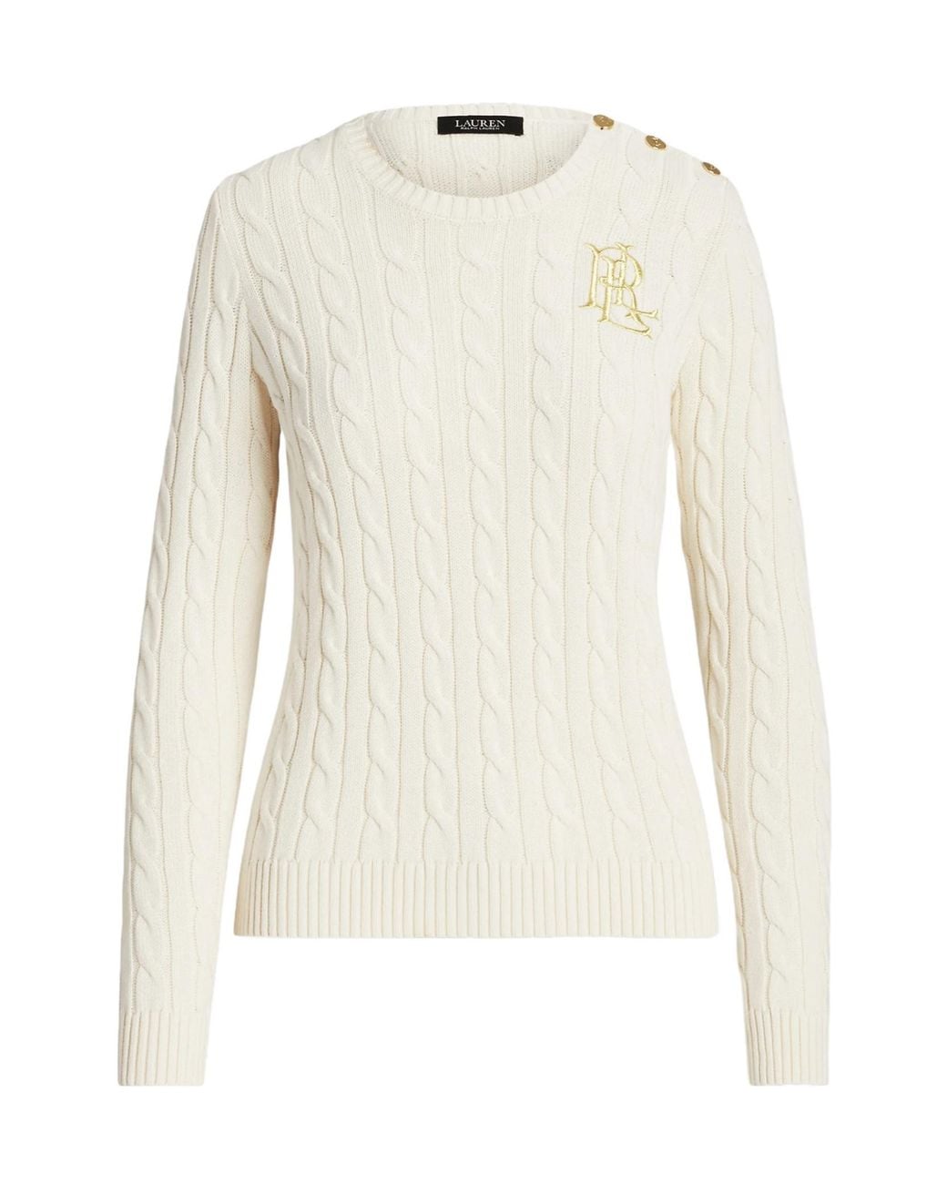 Ralph Lauren White Lauren Logo Embroidered Knitted Jumper