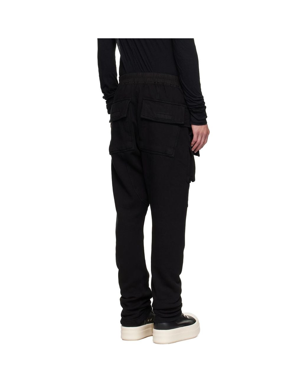 Rick Owens Black Tower Creatch Drawstring Cargo Pants for men
