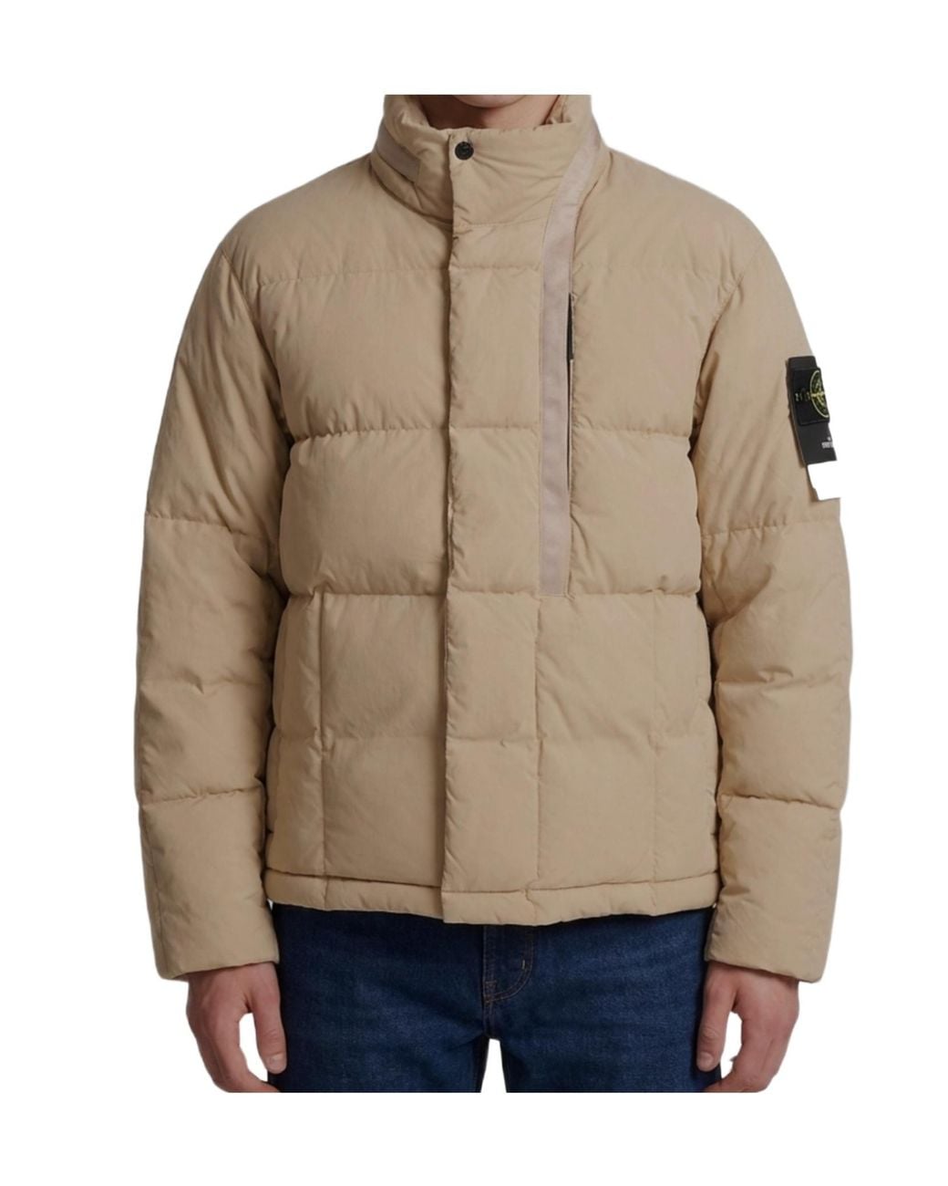 Stone Island Natural Quilted Stand-Collar Down Jacket for men