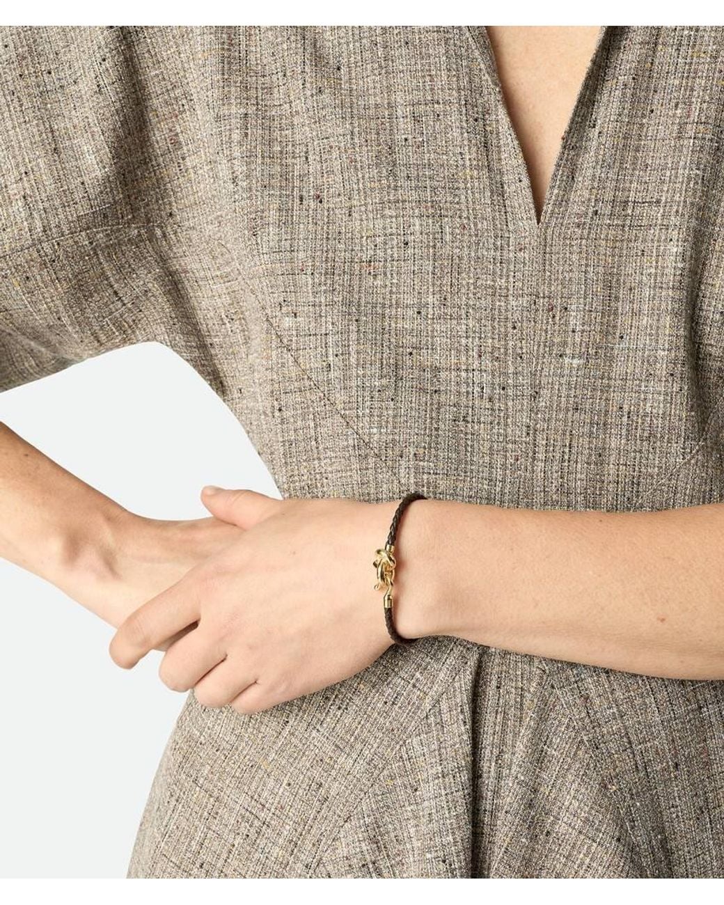 Bottega Veneta White Leather Knot Bracelet