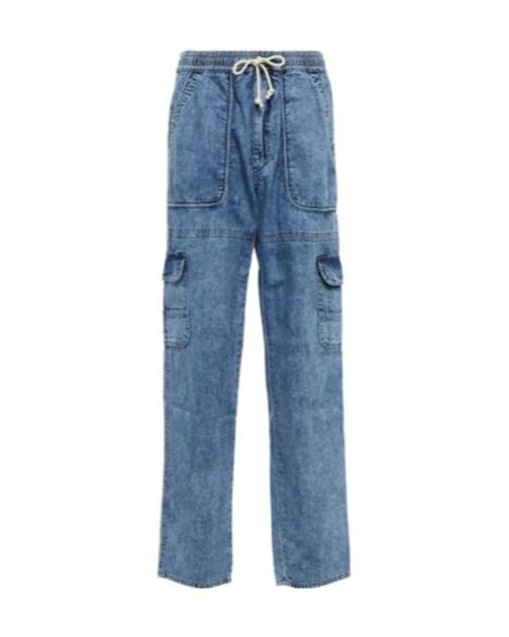 Isabel Marant Blue Straight Cotton Chambray Pants