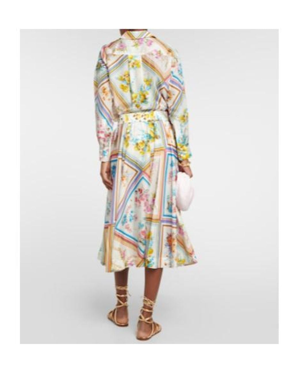 Zimmermann White Halcyon Floral Silk Midi Skirt