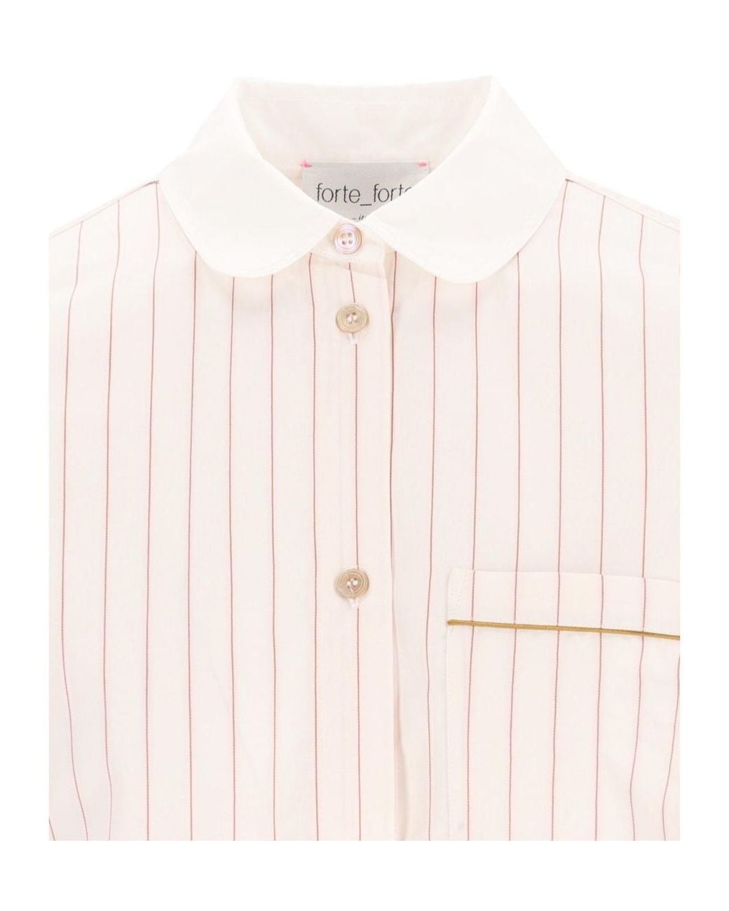 Forte_forte White Stripe Club Collar Shirt