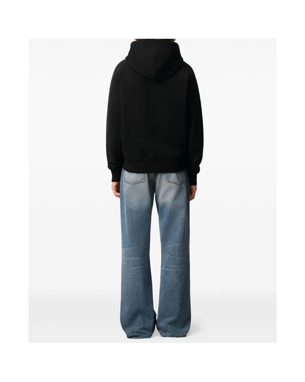AMI Black Ami De Coeur Zip-Up Hoodie for men