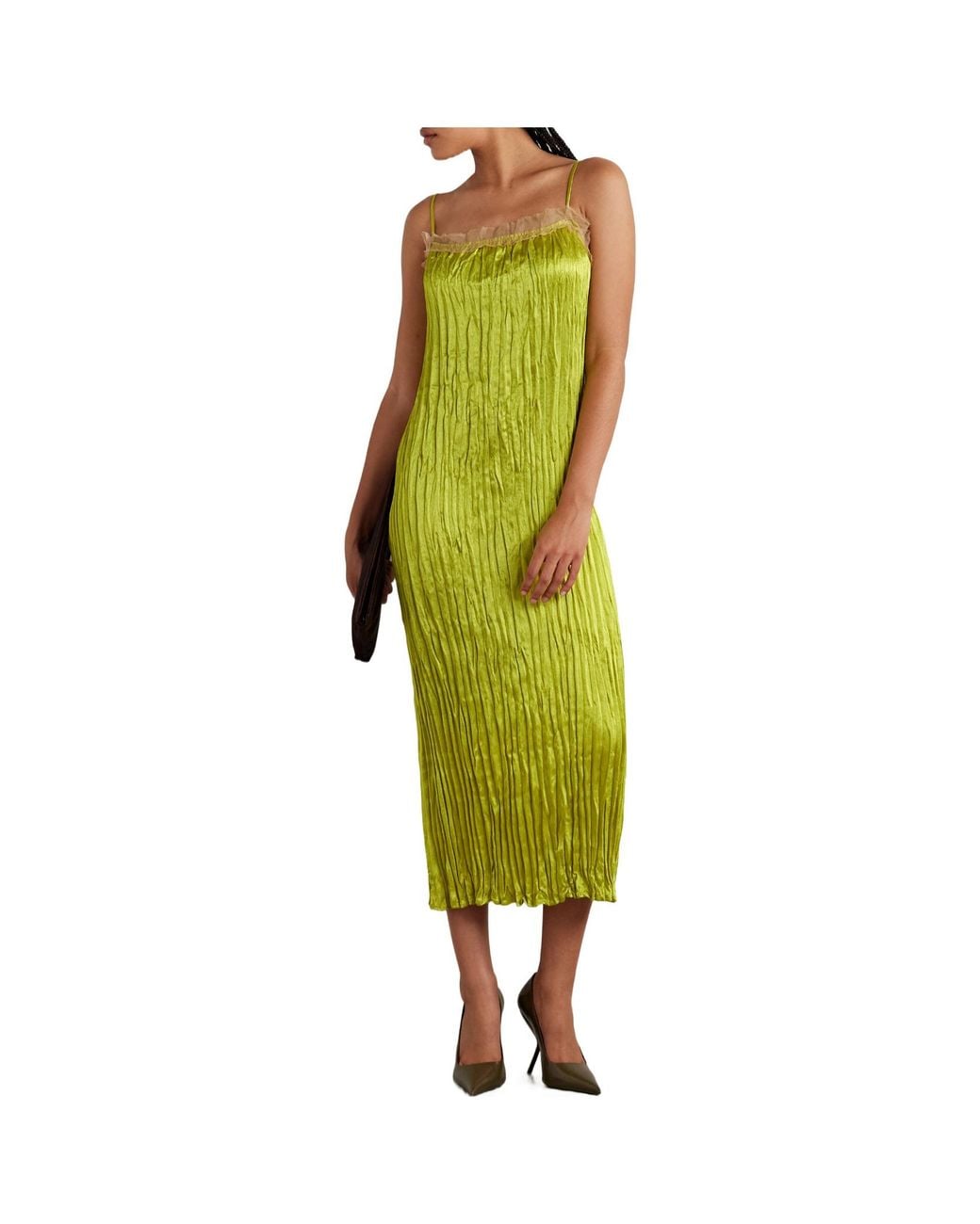 Jason Wu Green Hammered Silk Satin Midi Dress