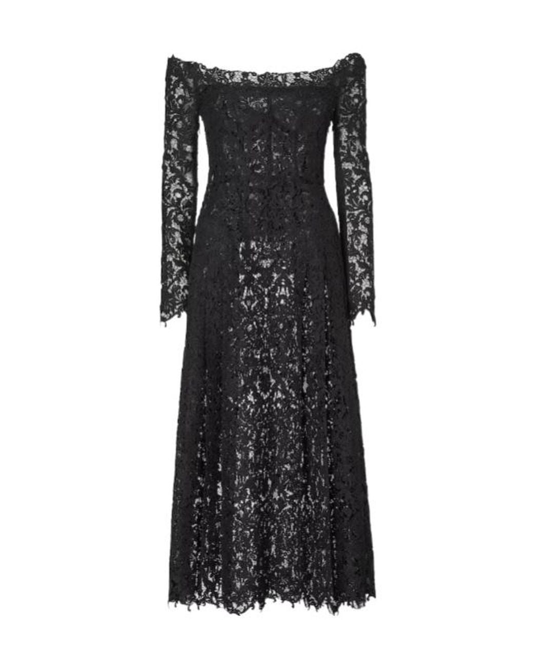 Fendi Black Off-Shoulder Bustier Laced Midi Dress