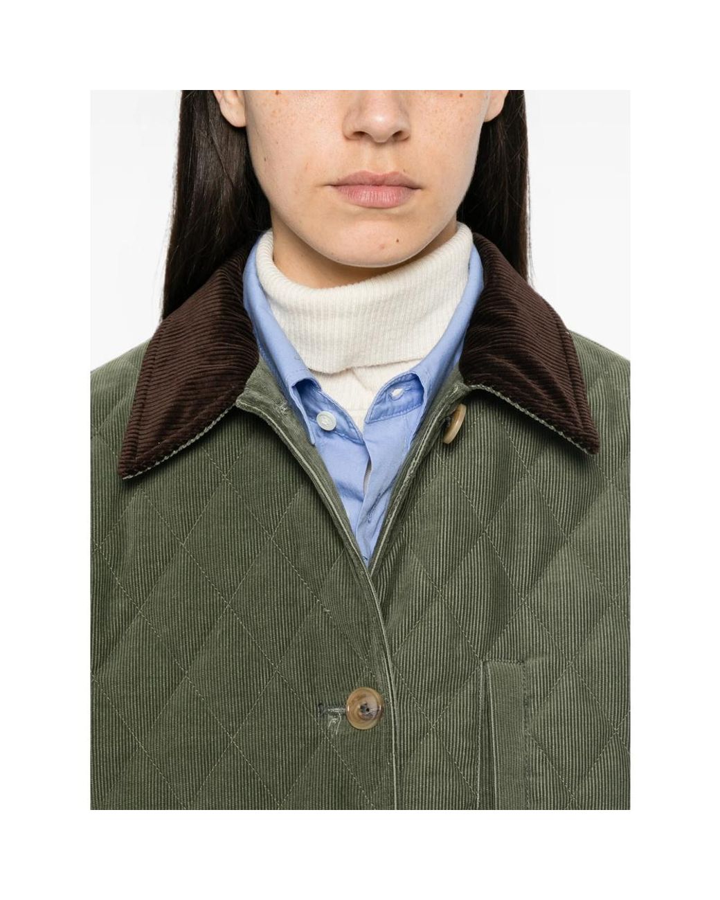 Blazé Milano Green Clelia Matellassé Cotton-Corduroy Jacket