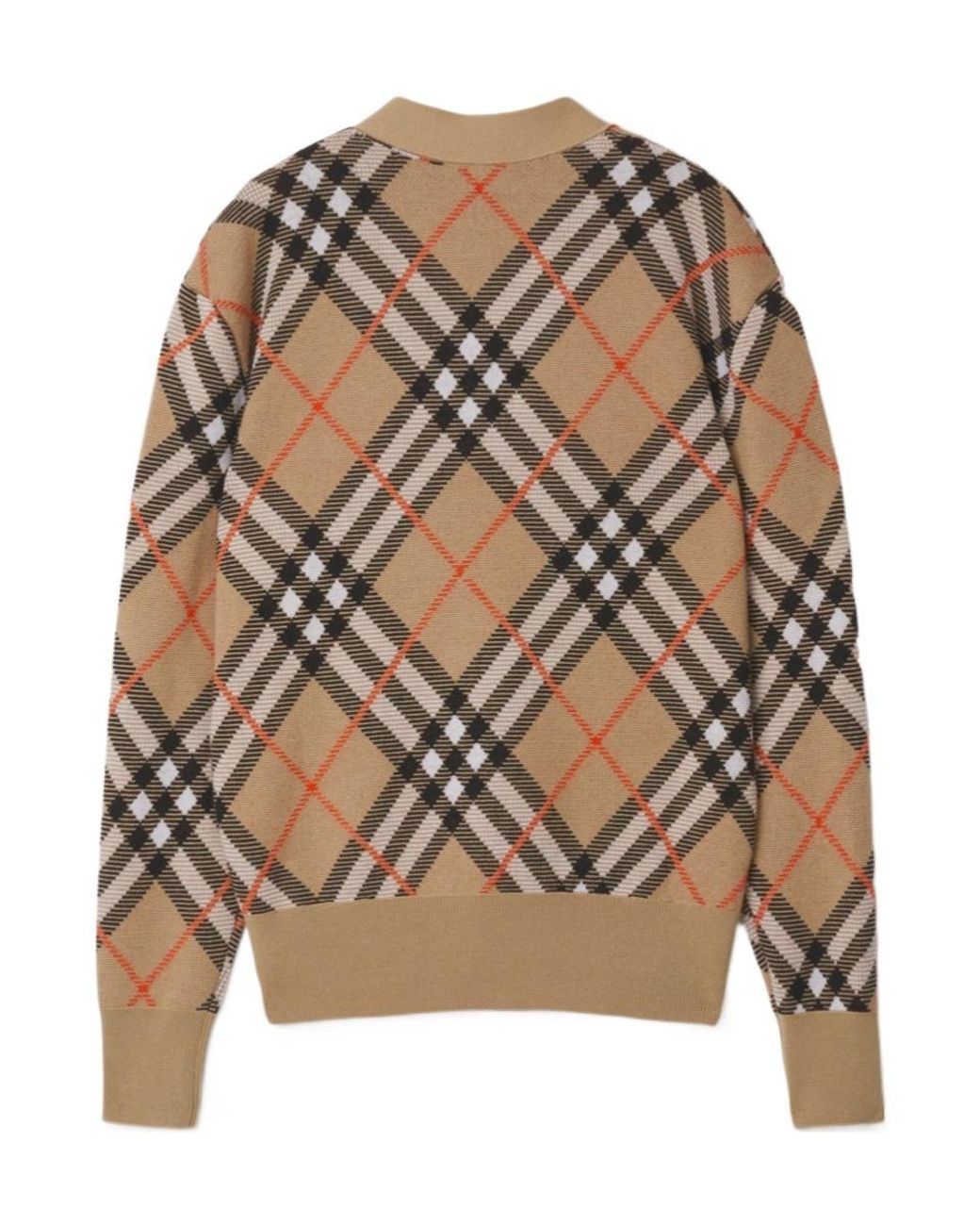 Burberry Brown Checked V-Neck Buttoned Cardigan